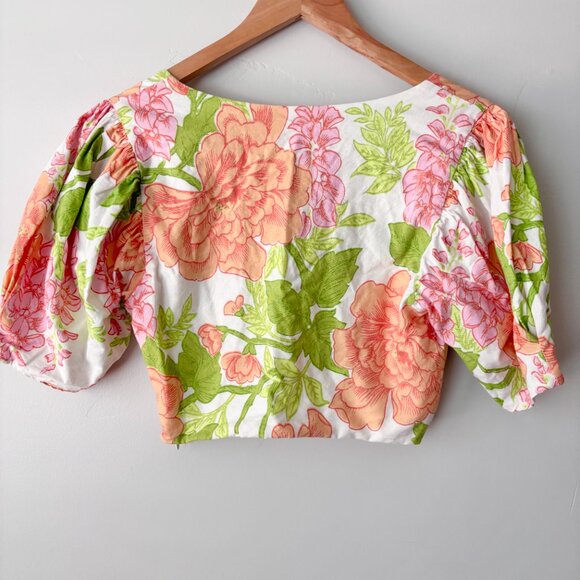 Revolve Song of Style Yvette Floral Crop Top Garden Party Cottagecore Small - Picture 5 of 8